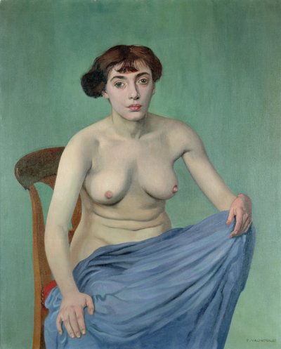 Nude in Blue Fabric by Felix Edouard Vallotton